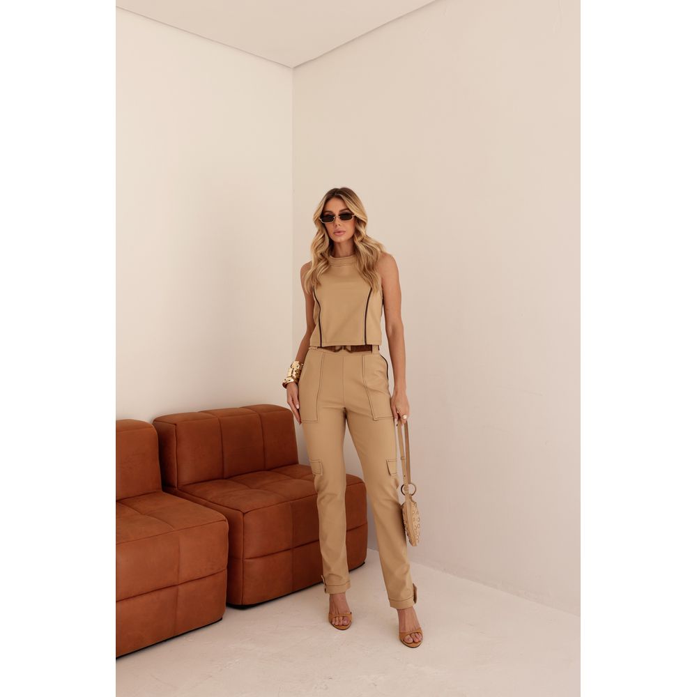 CALÇA POLIAMIDA - BEGE - Espasso Bela | Moda Feminina