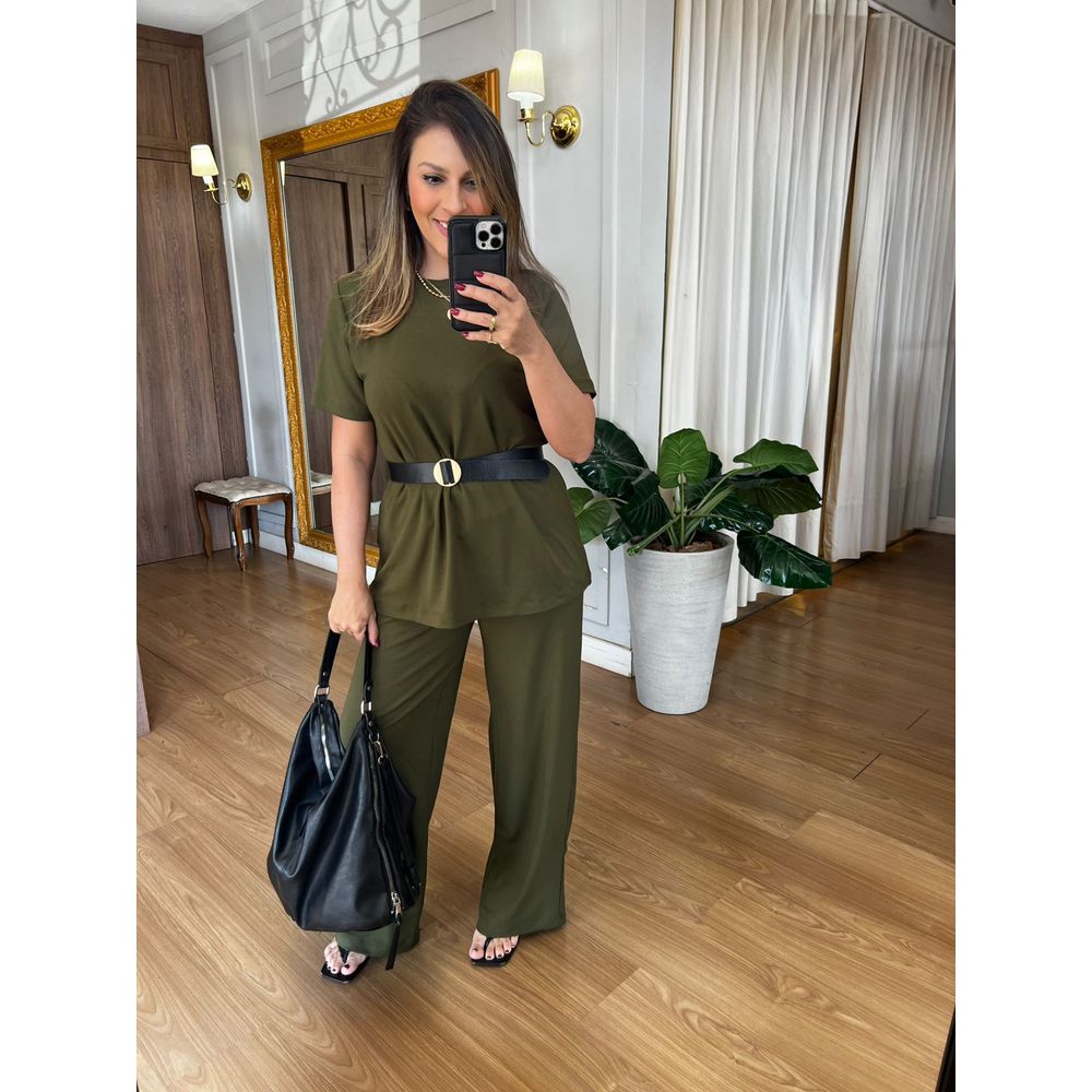 CONJUNTO EM MALHA MOLETINHO - SOFI - VERDE MILITAR - Espasso Bela | Moda Feminina