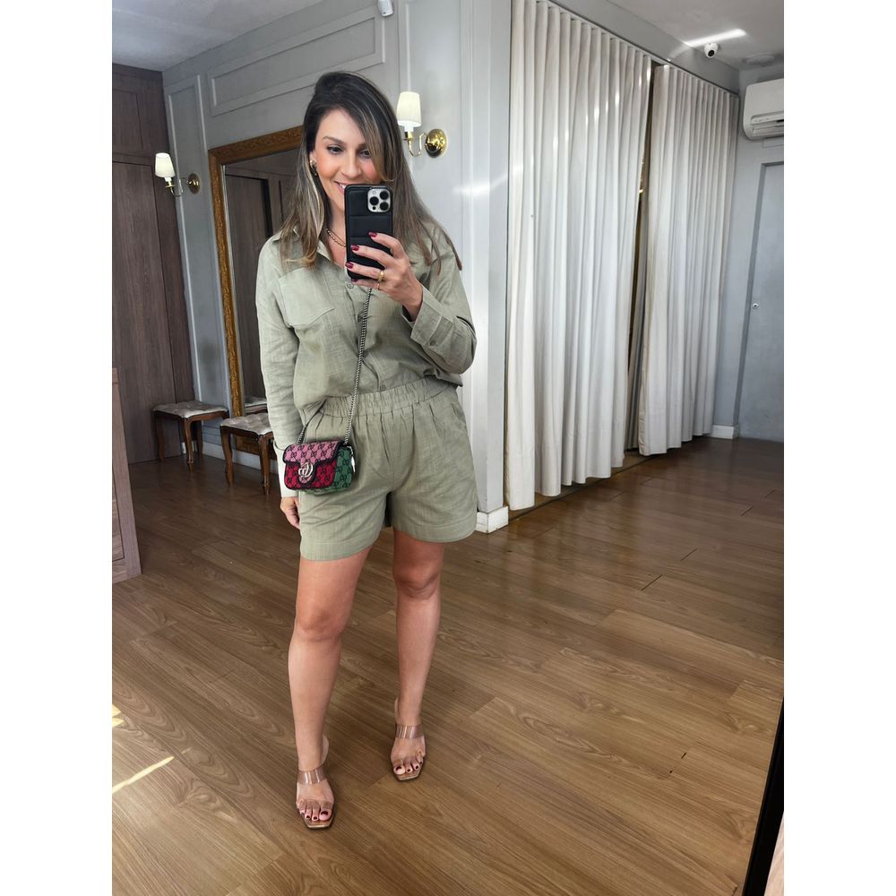 CONJUNTO SHORT E CAMISA 100% ALGODÃO MARIA - VERDE... - Espasso Bela | Moda Feminina