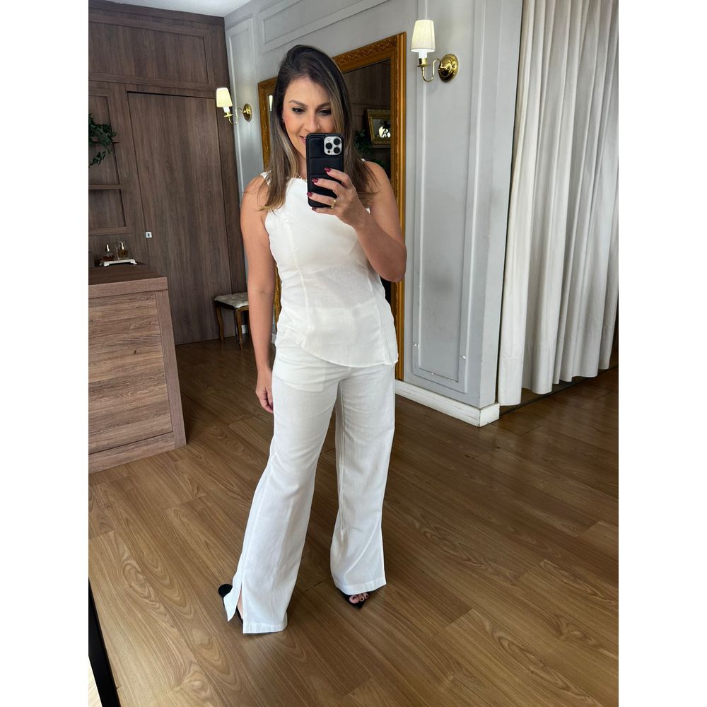 CALÇA VISCO COM FENDA - OFF - Espasso Bela | Moda Feminina