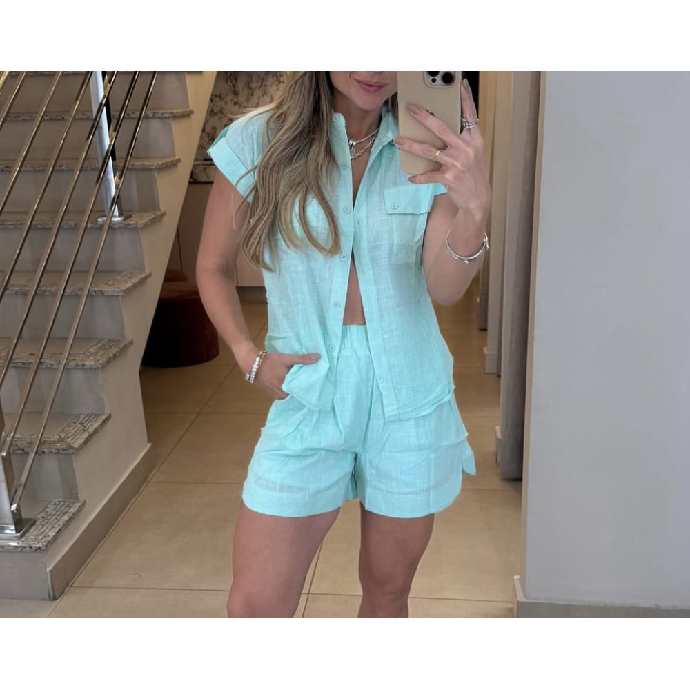 CONJUNTO PAOLA 100% ALGODÃO - VERDE - Espasso Bela | Moda Feminina