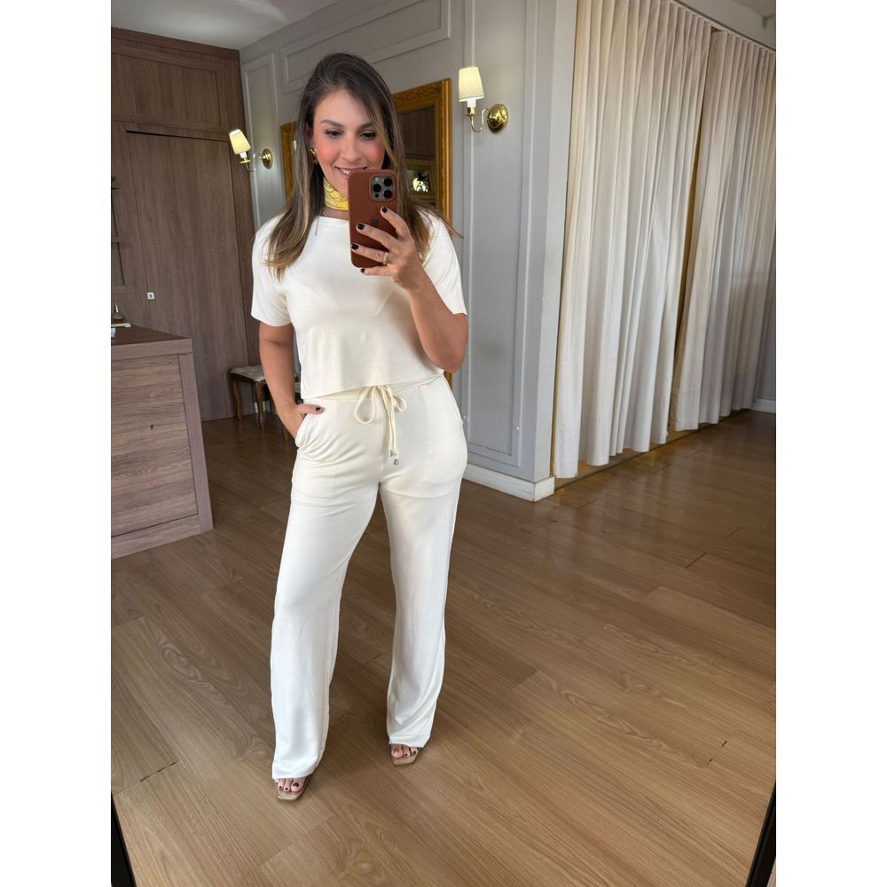 CONJUNTO CALÇA MOLETINHO SILVIA - CREME - Espasso Bela | Moda Feminina