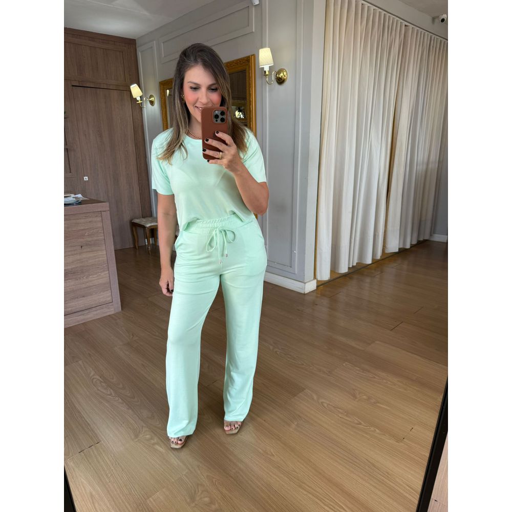 CONJUNTO CALÇA MOLETINHO SILVIA - VERDE MENTA - Espasso Bela | Moda Feminina