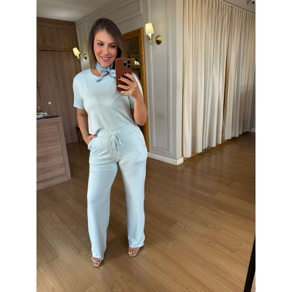 CONJUNTO CALÇA MOLETINHO SILVIA - AZUL CANDY - Espasso Bela | Moda Feminina