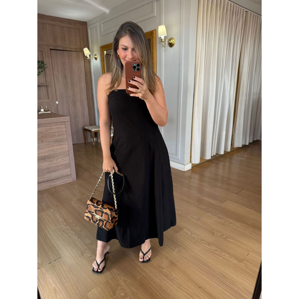 VESTIDO VISCOSE CAROLINA - PRETO - Espasso Bela | Moda Feminina