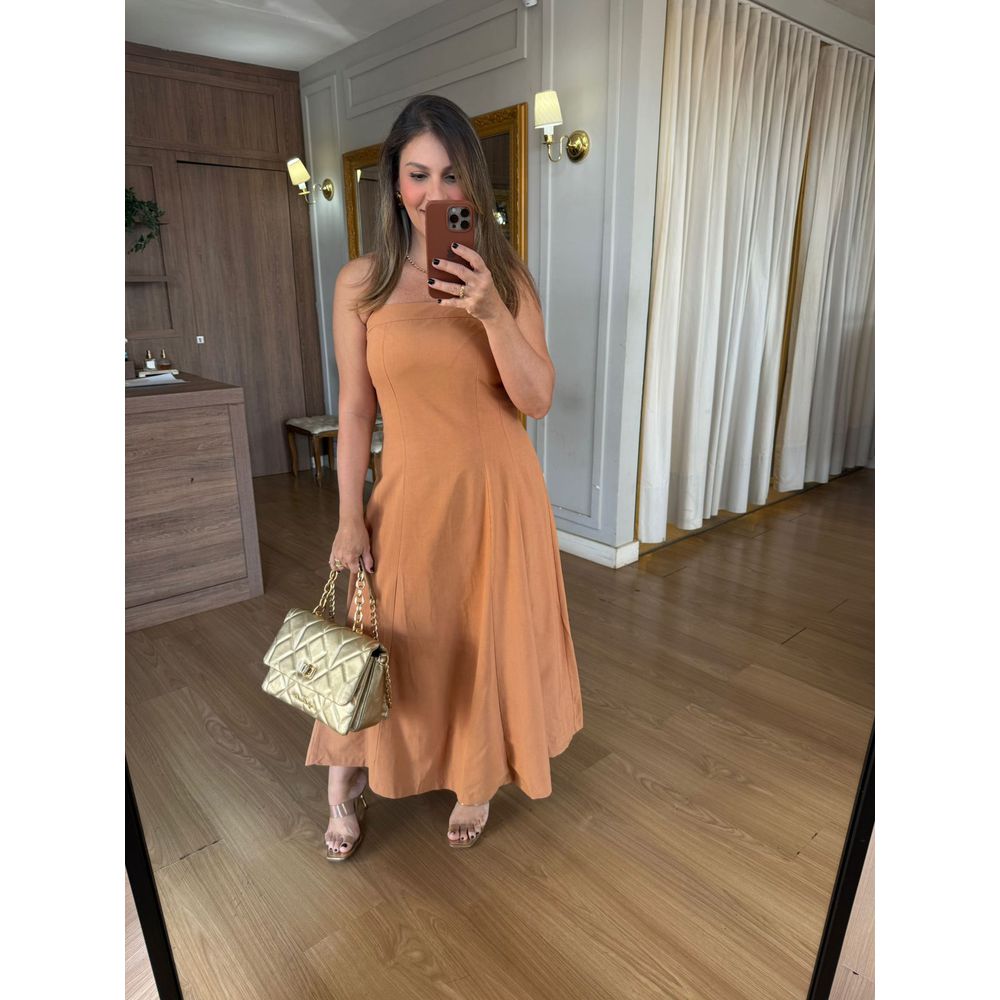 VESTIDO VISCOSE CAROLINA - CARAMELO - Espasso Bela | Moda Feminina