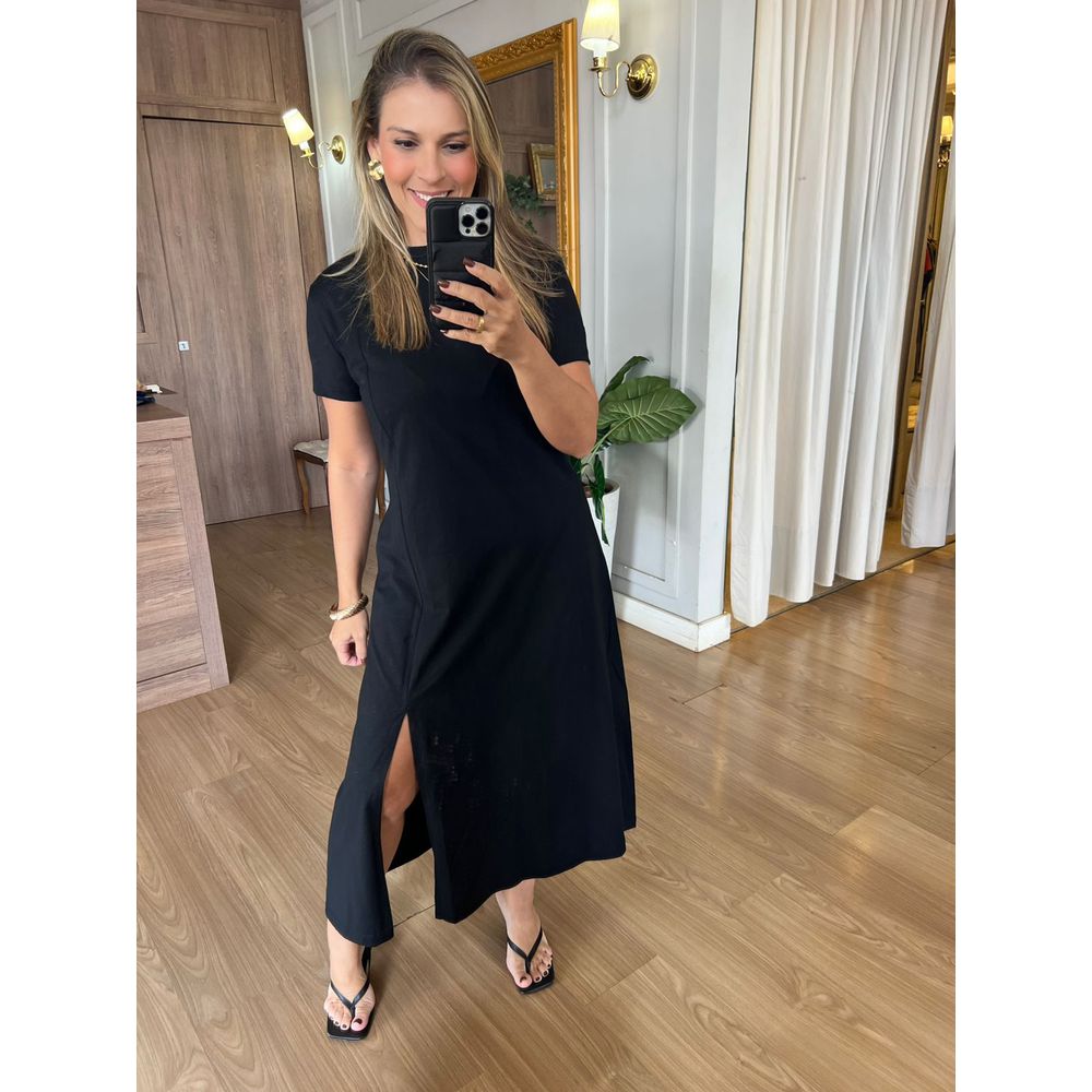 VESTIDO FENDA - PRETO - Espasso Bela | Moda Feminina