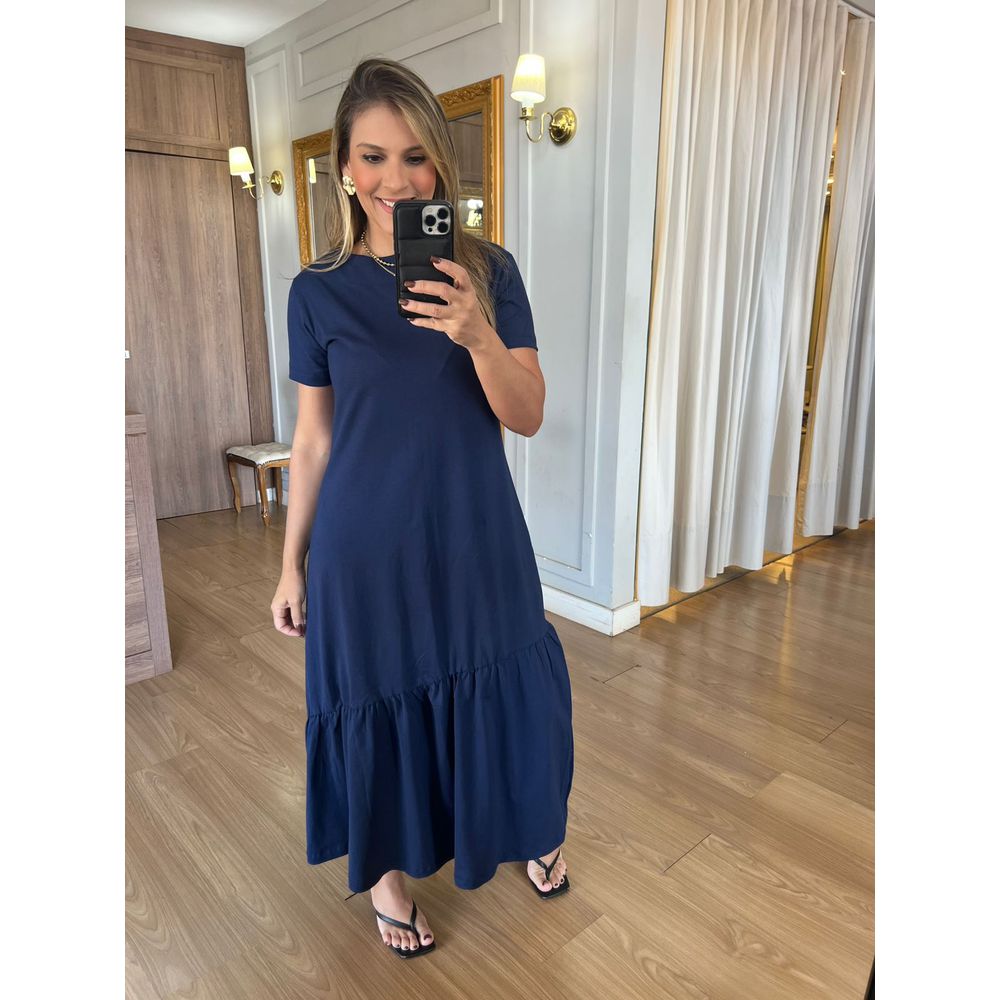 VESTIDO ALICE MALHA ALGODÃO - MARINHO - Espasso Bela | Moda Feminina