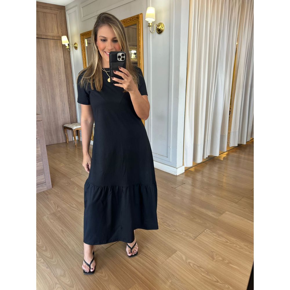 VESTIDO ALICE MALHA ALGODÃO - PRETO - Espasso Bela | Moda Feminina