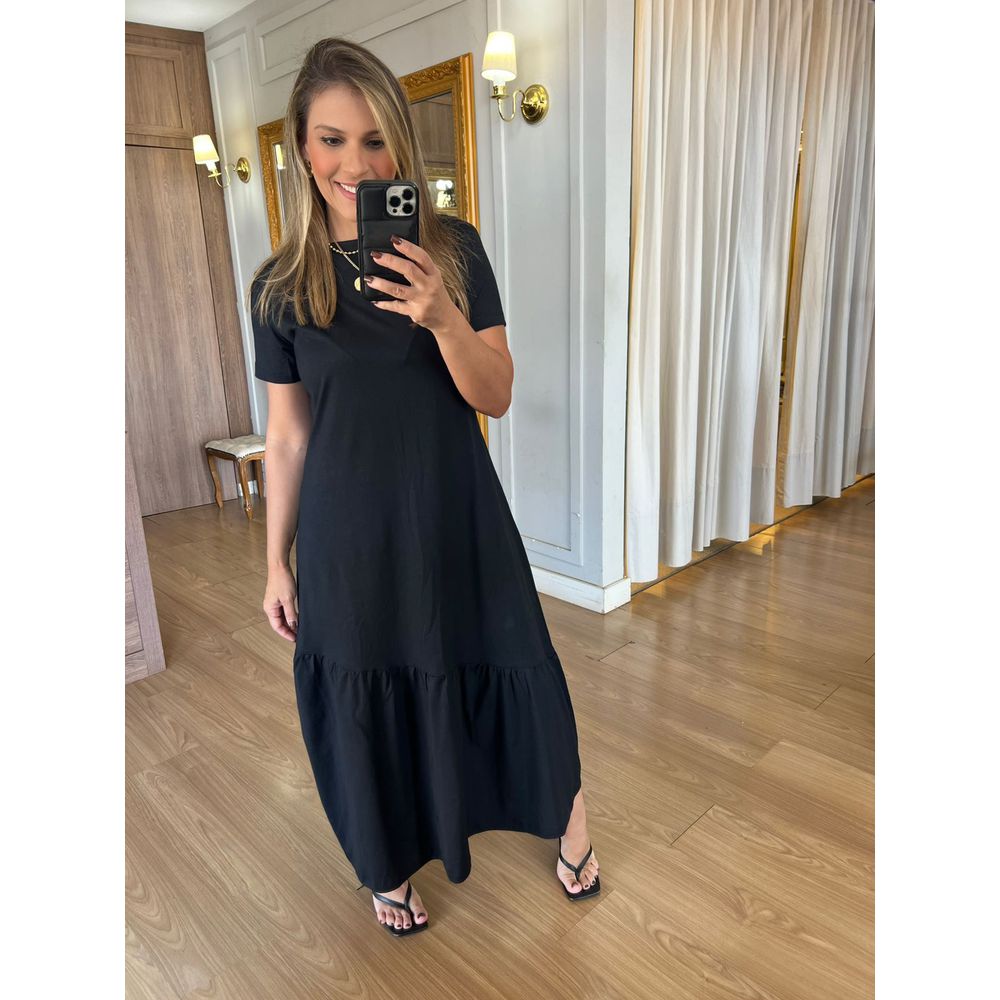 VESTIDO ALICE MALHA ALGODÃO - PRETO - Espasso Bela | Moda Feminina