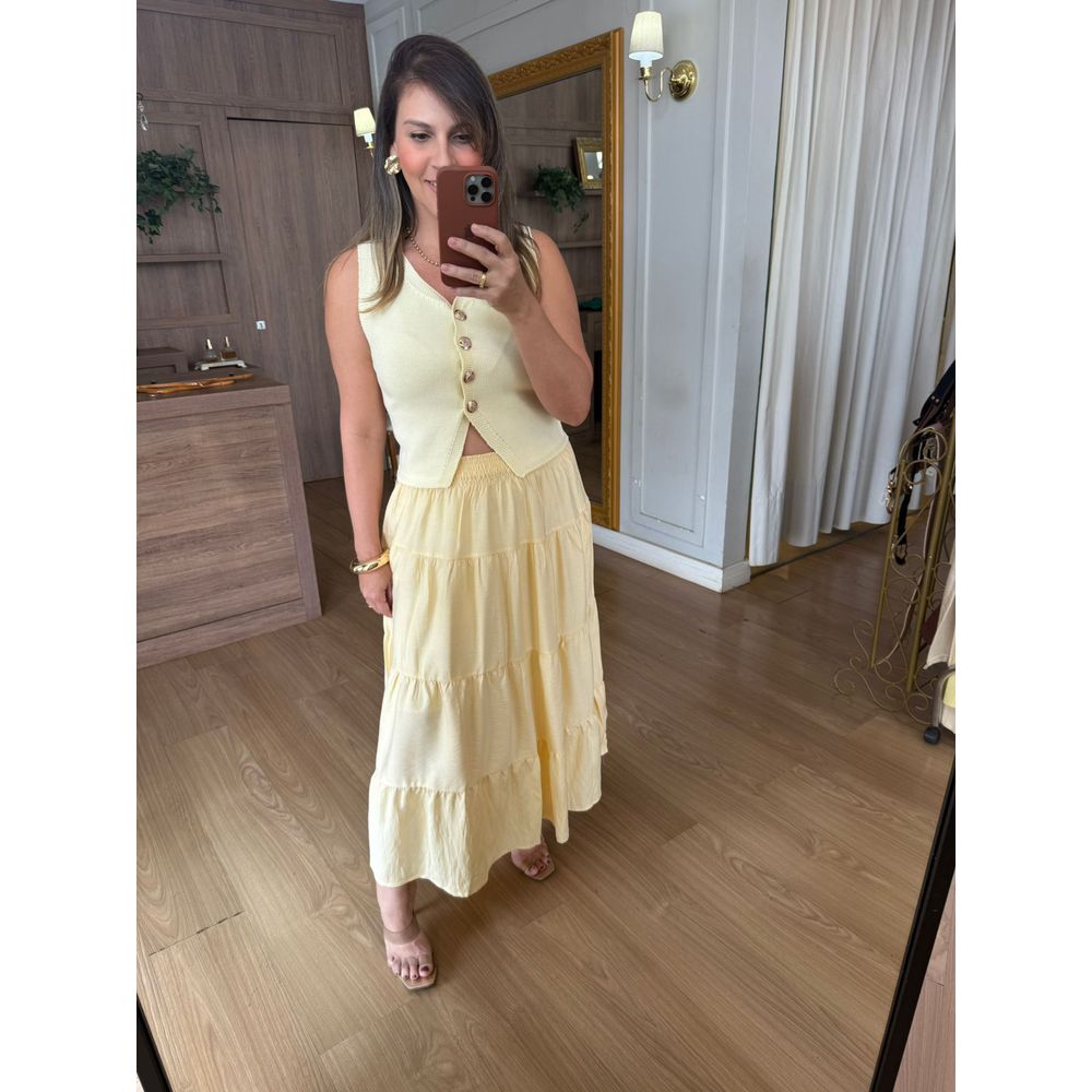 COLETE MODAL - AMARELO MANTEIGA - Espasso Bela | Moda Feminina