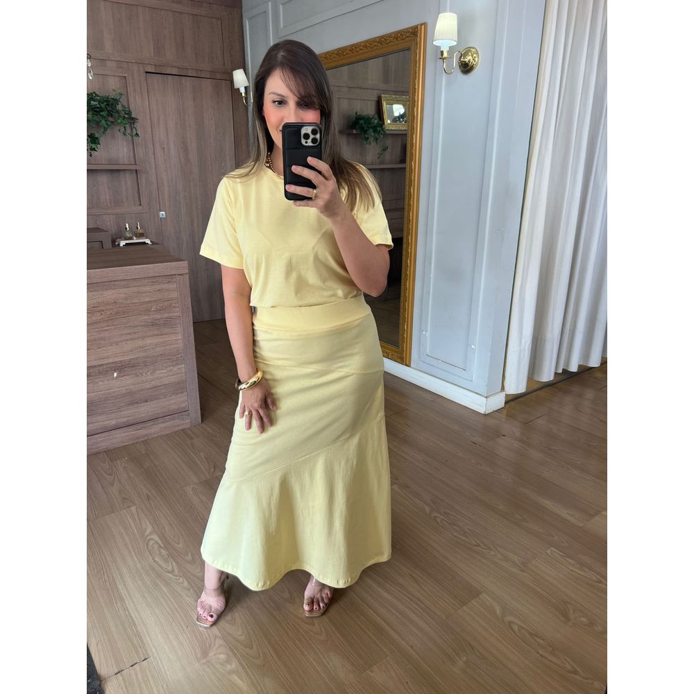 CONJUNTO MALHA DE ALGODÃO PALOMA -AMARELO MANTEIGA - Espasso Bela | Moda Feminina