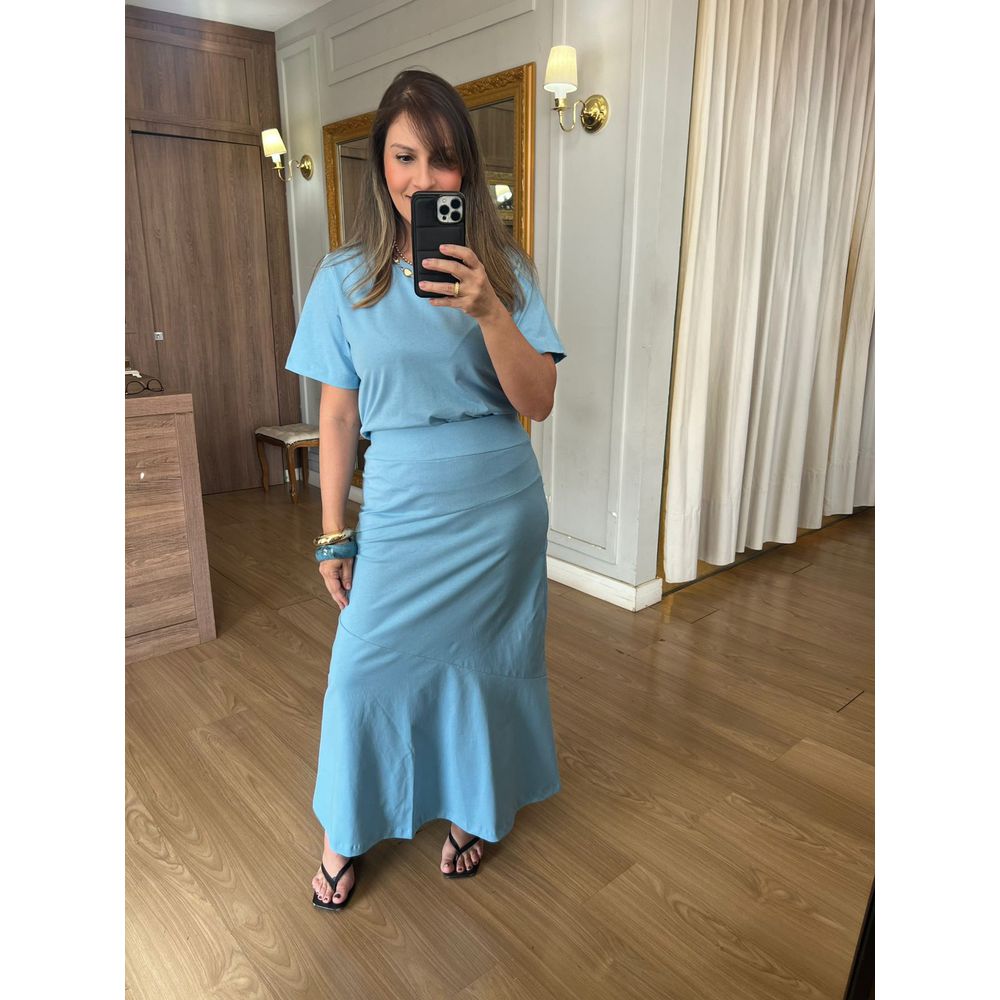 CONJUNTO MALHA DE ALGODÃO PALOMA - AZUL CANDY - Espasso Bela | Moda Feminina
