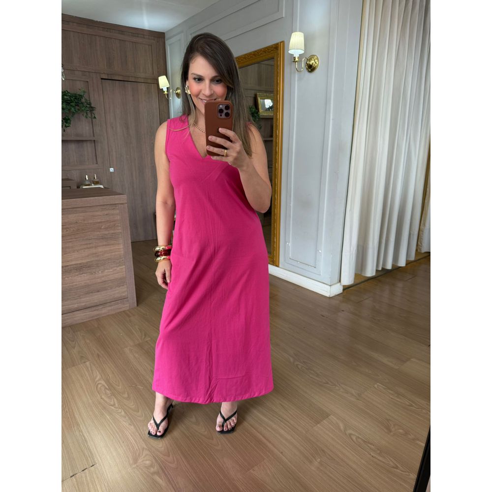 VESTIDO MALHA DE ALGODÃO CELINA - PINK - Espasso Bela | Moda Feminina