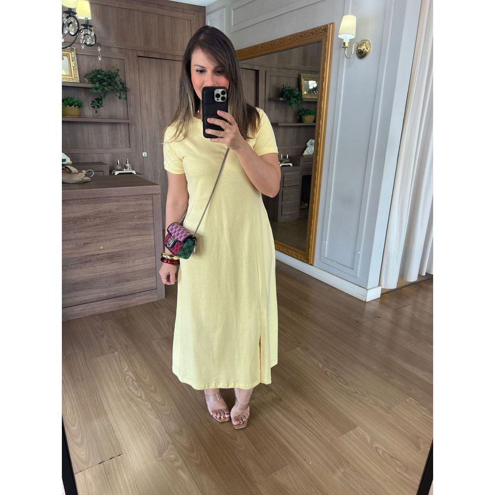 VESTIDO FENDA - AMARELO - Espasso Bela | Moda Feminina