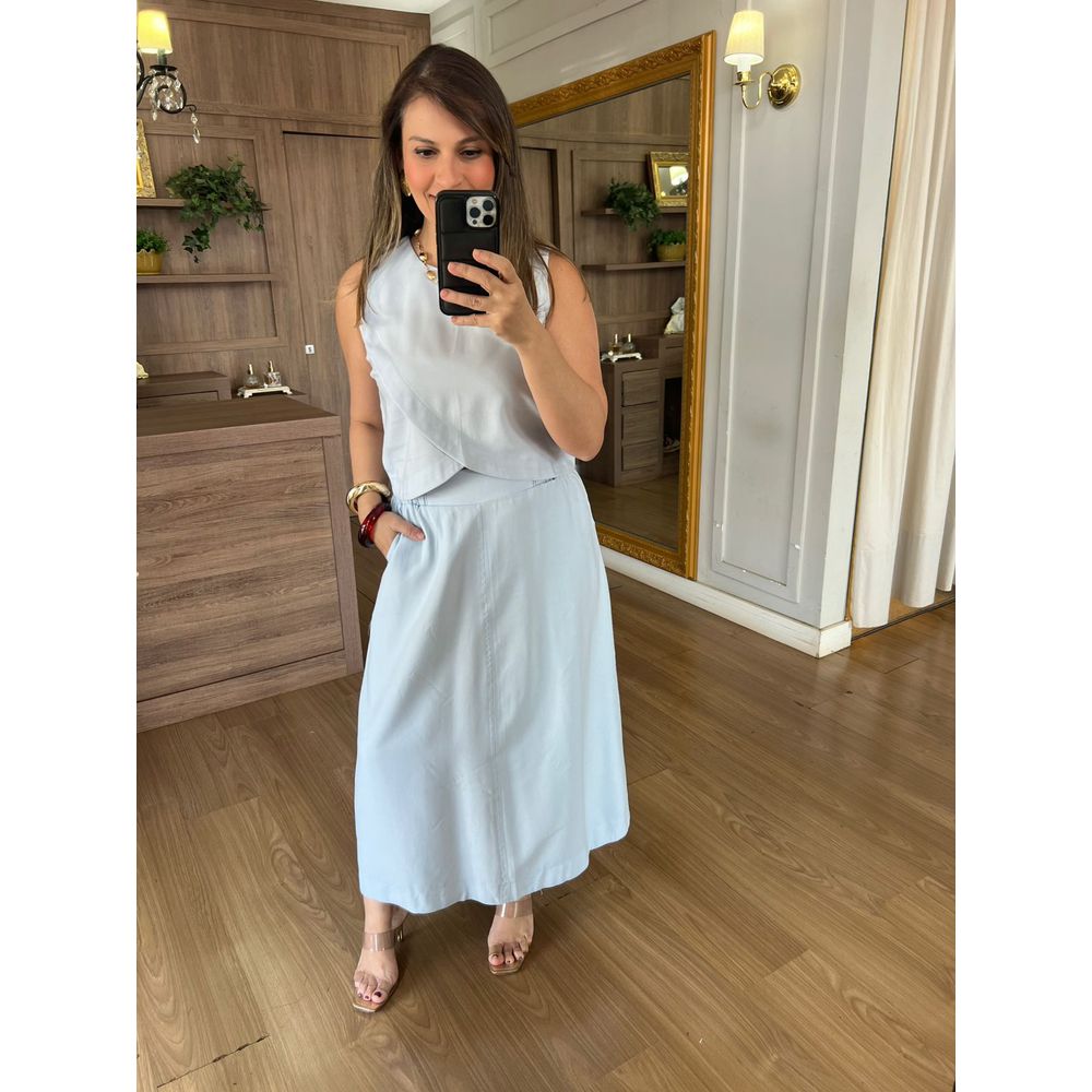 CONJUNTO EM LIOCEL BELA - AZUL CANDY - Espasso Bela | Moda Feminina