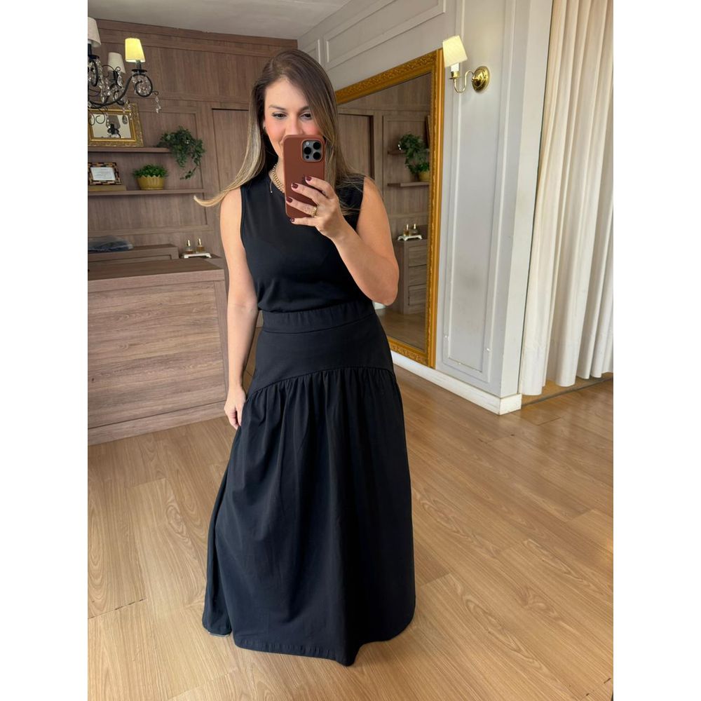 CONJUNTO REGATA E SAIA MALHA DE ALGODÃO CAMILA - P... - Espasso Bela | Moda Feminina