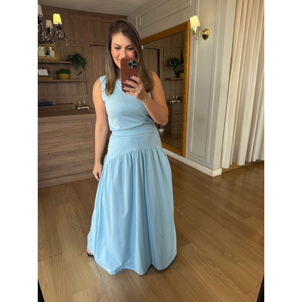 CONJUNTO REGATA E SAIA MALHA DE ALGODÃO CAMILA - A... - Espasso Bela | Moda Feminina