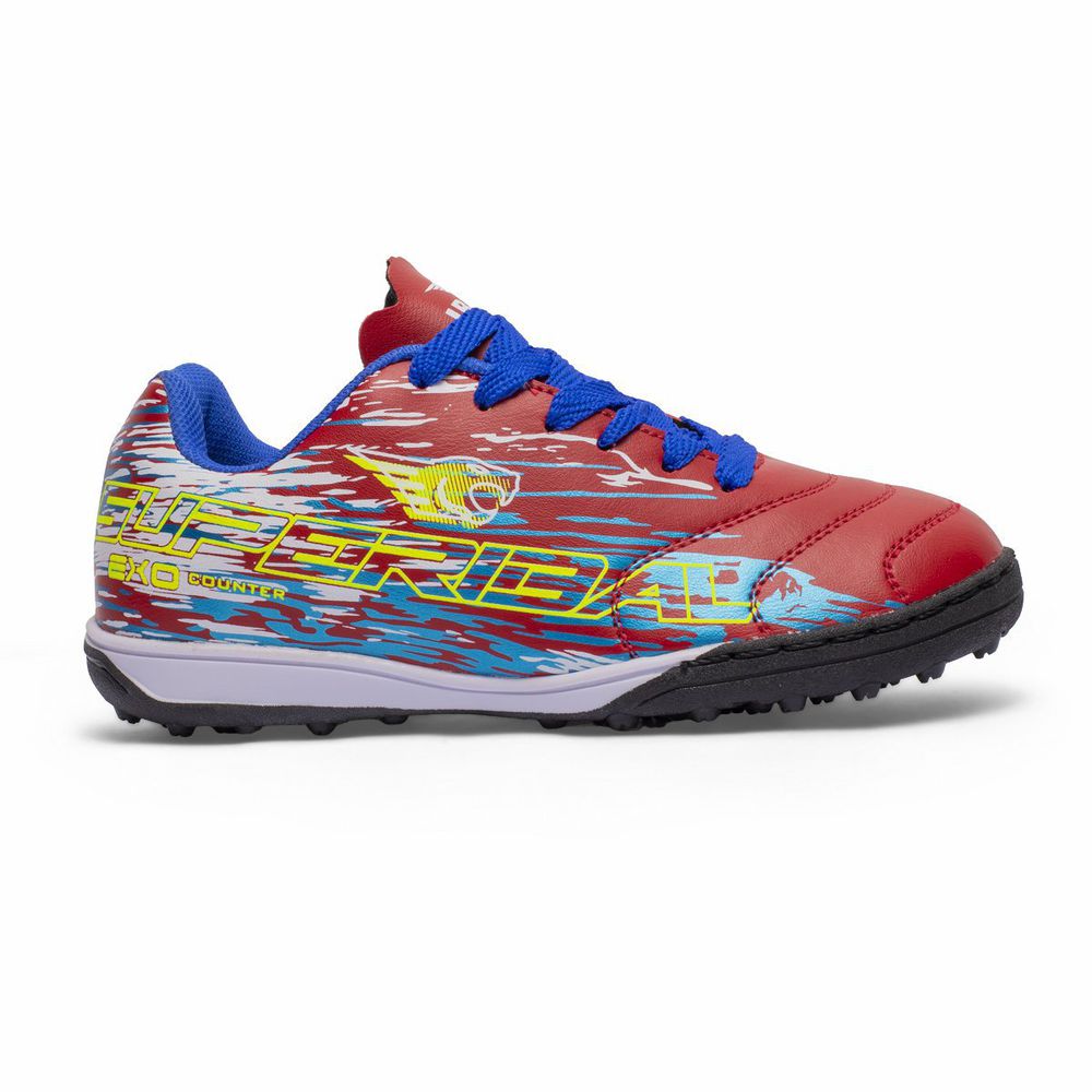 Chuteira Society Exo Infantil Costurada - Vermelho... - IBAL Esportivos