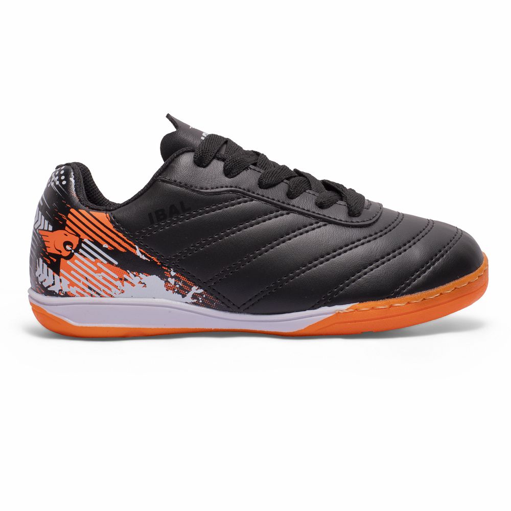 Chuteira Cyclone Futsal Infantil - Preto/laranja - IBAL Esportivos