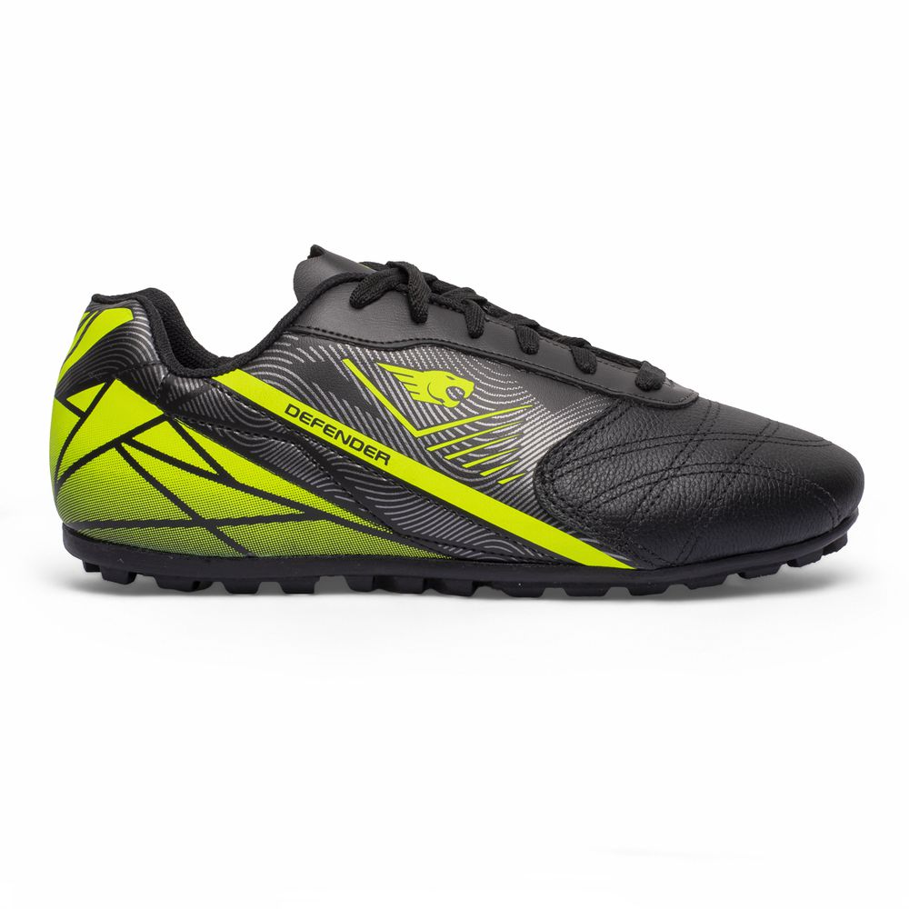 Chuteira Defender Society Adulto - Preto/Amarelo - IBAL Esportivos