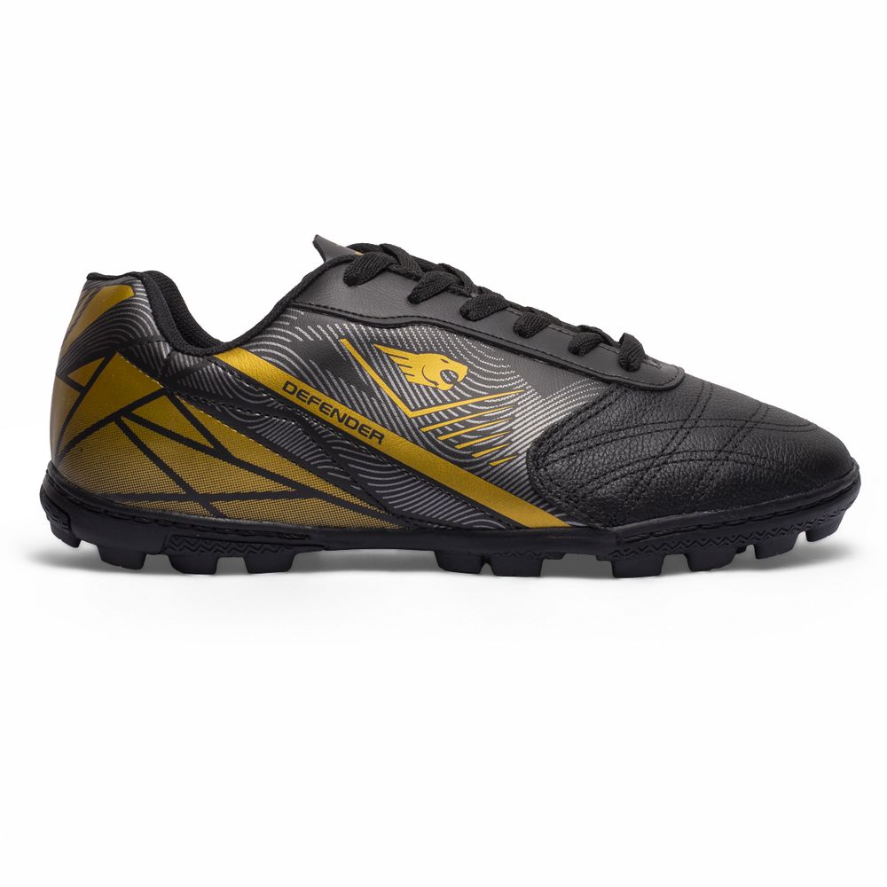 Chuteira Defender Society Adulto - Preto/Dourado - IBAL Esportivos