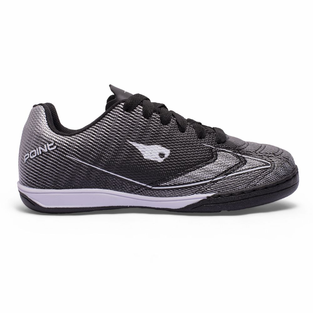 Chuteira Point Futsal Infantil - Preto/Branco - IBAL Esportivos