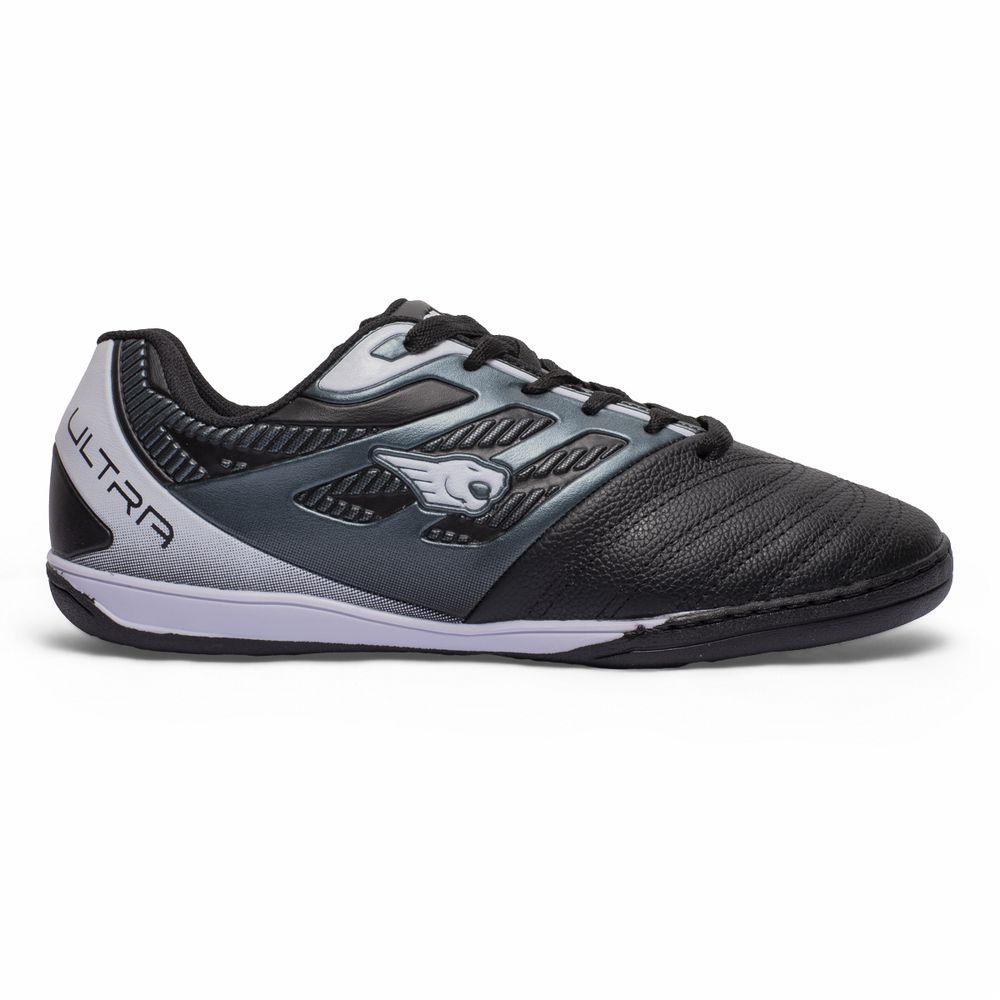 Chuteira Ultra Futsal Adulto PVC - Preto/Branco - IBAL Esportivos