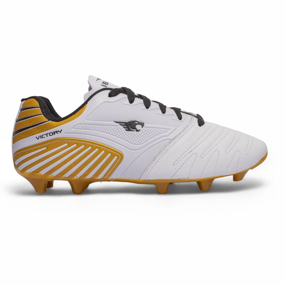  Chuteira Victory Campo Adulto -Branco/Dourado - IBAL Esportivos