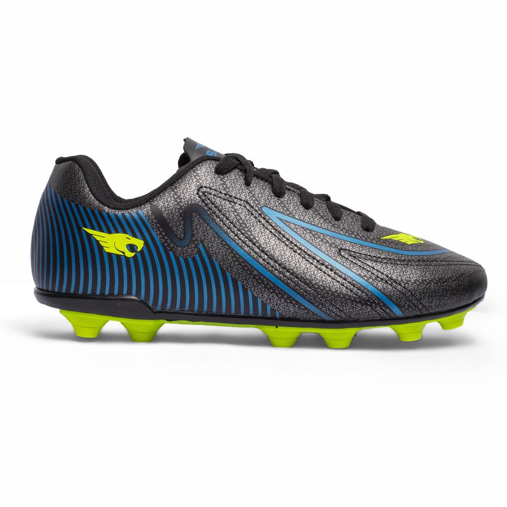  Chuteira Vitaly Campo Adulto - Preto/Azul/Amarelo - IBAL Esportivos