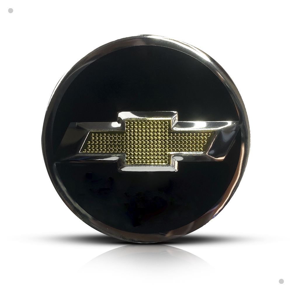 Kit 4 Calotinhas Miolo Centro Roda GM Cruze/Sonic/Tracker Preto com Emblema Dourado