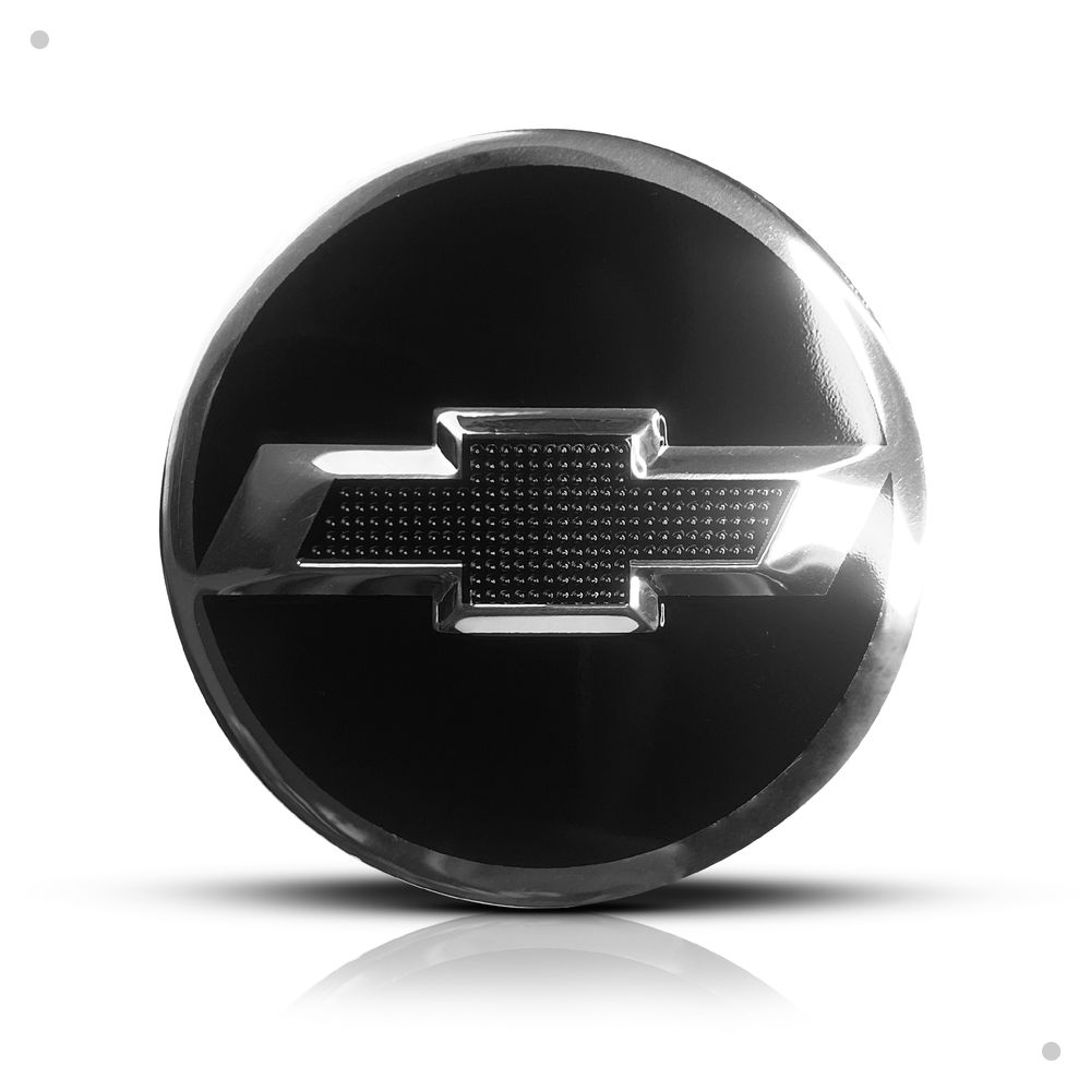 Kit 4 Calotinhas Miolo Centro Roda GM Cruze/Sonic/Tracker com Emblema Preto Camaro