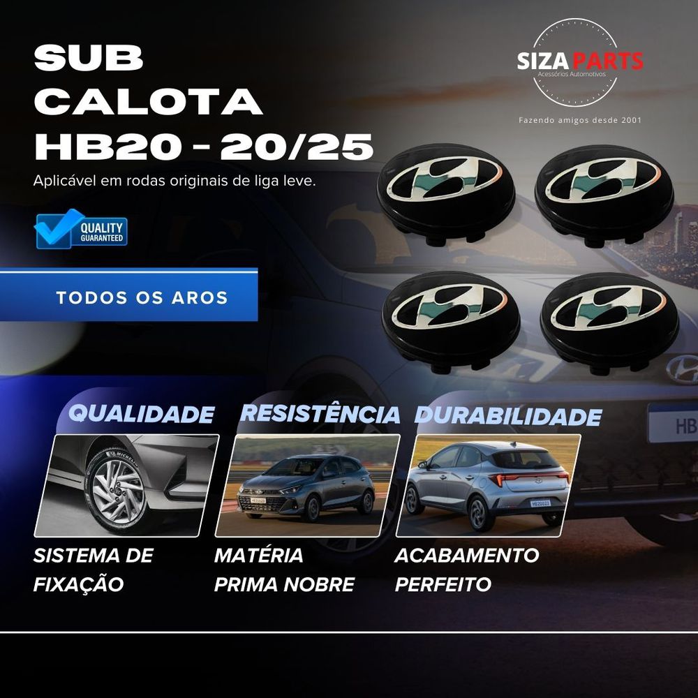 Kit 4 Calotinhas HB20 2020 a 2024 – Encaixe Perfeito nas Rodas Originais Hyundai