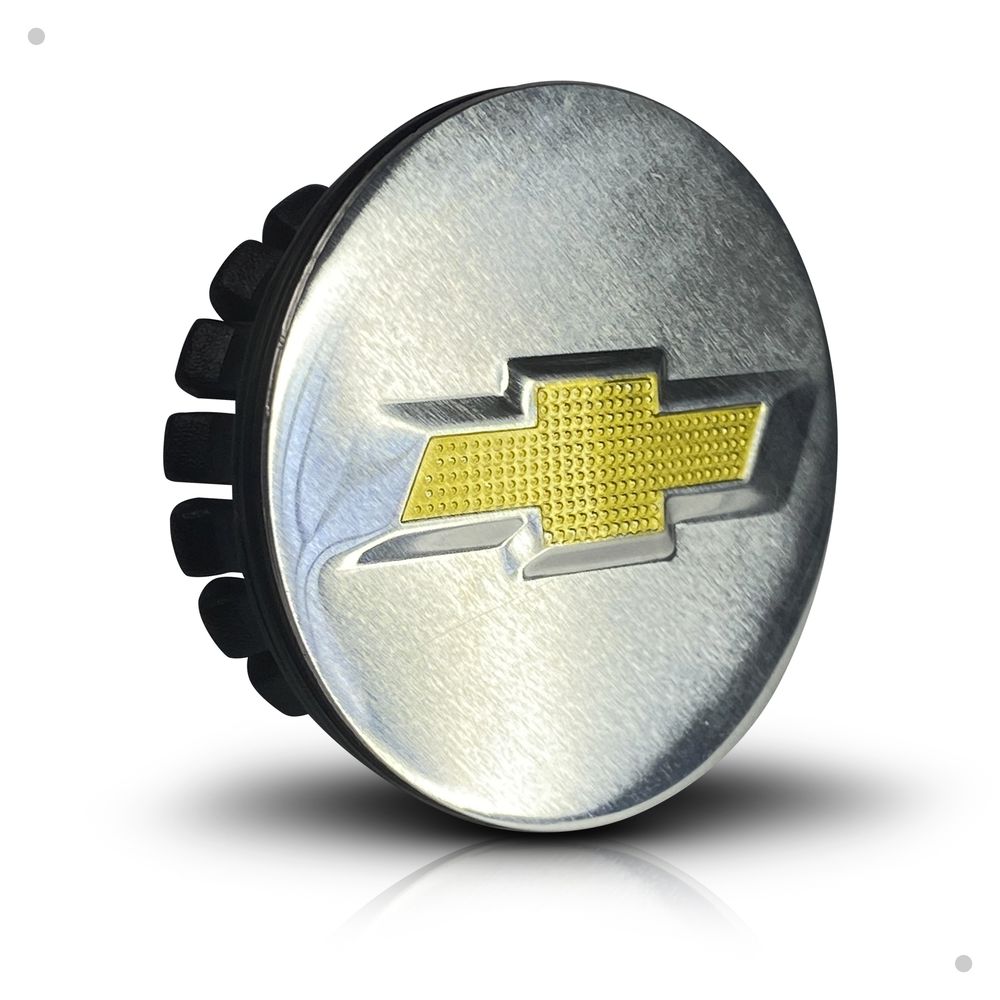 Kit 4 Calotinhas Miolo Centro Roda GM Cruze/Sonic/Tracker Prata Escovado com Emblema