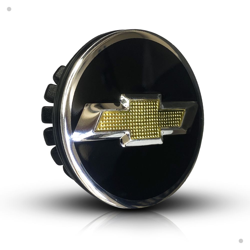 Kit 4 Calotinhas Miolo Centro Roda GM Cruze/Sonic/Tracker Preto com Emblema Dourado