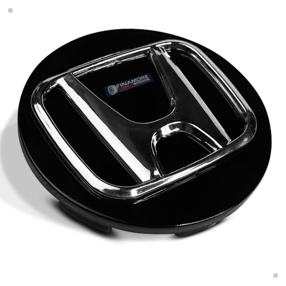 Calotinha Centro de Roda Honda New Civic HR-V CR-V Accord – Preto com Logo Cromado – Encaixe Perfeito + Visual Original