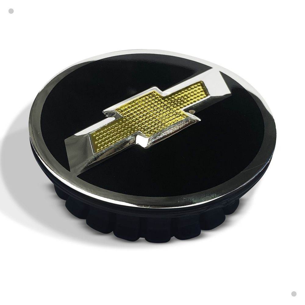 Kit 4 Calotinhas Miolo Centro Roda GM Cruze/Sonic/Tracker Preto com Emblema Dourado