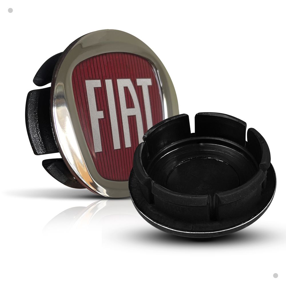 Kit 4 Calotinhas Centro de Roda Fiat Vermelha Acrílico – Encaixe Perfeito + Estilo Original nas Rodas