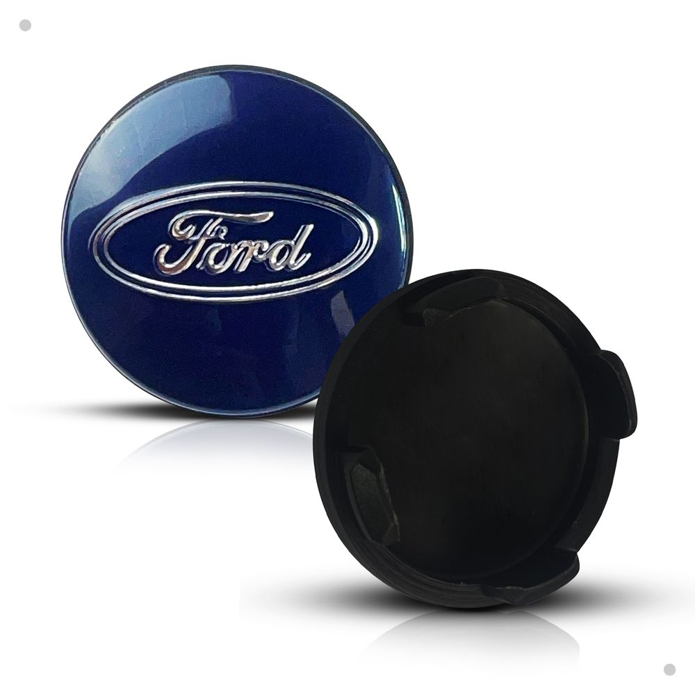 Kit 4 Calotinhas Centro de Roda Ford Azul - Encaixe Perfeito + Estilo Original nas Rodas