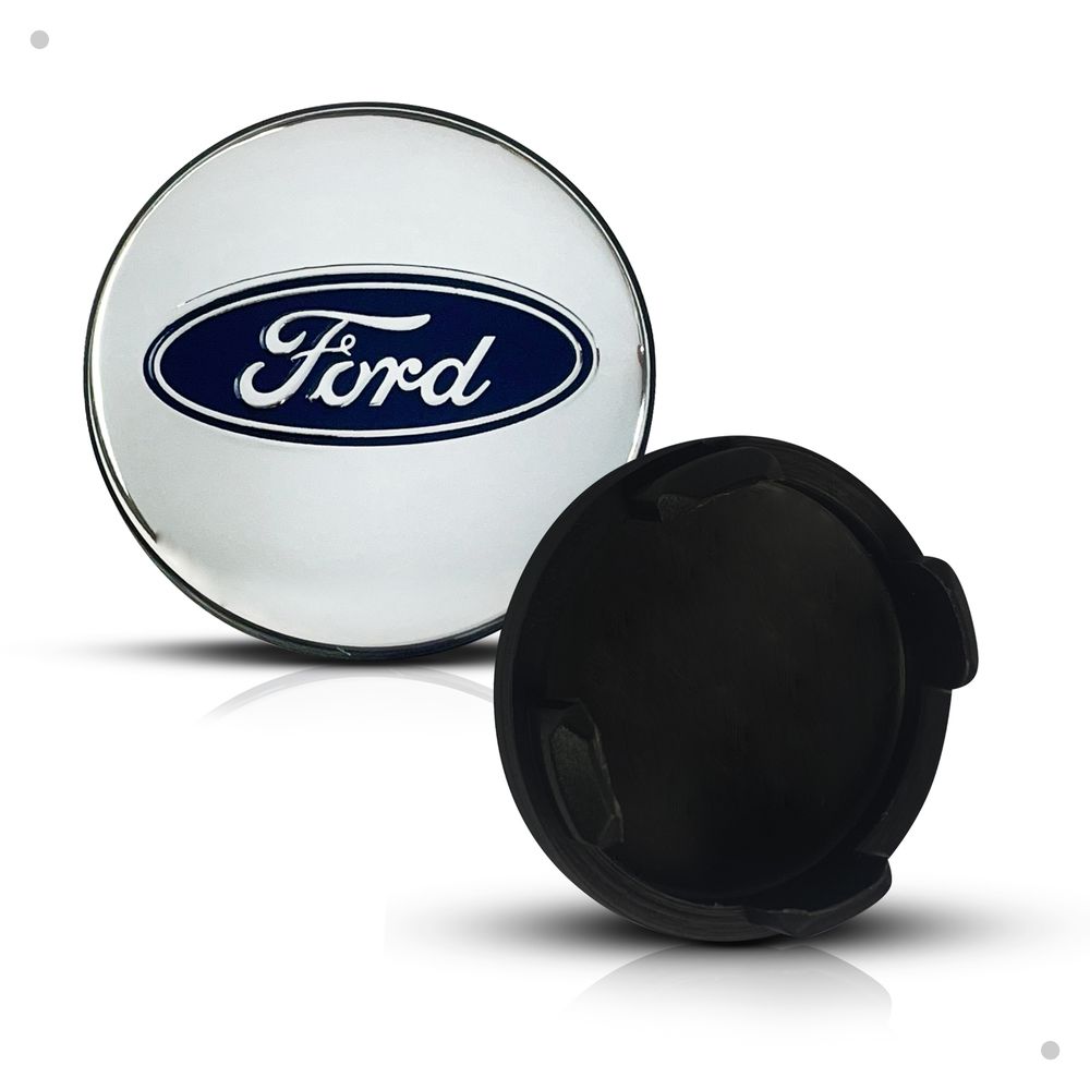 Kit 4 Calotinhas Centro de Roda Ford Prata – Encaixe Perfeito + Estilo Original nas Rodas
