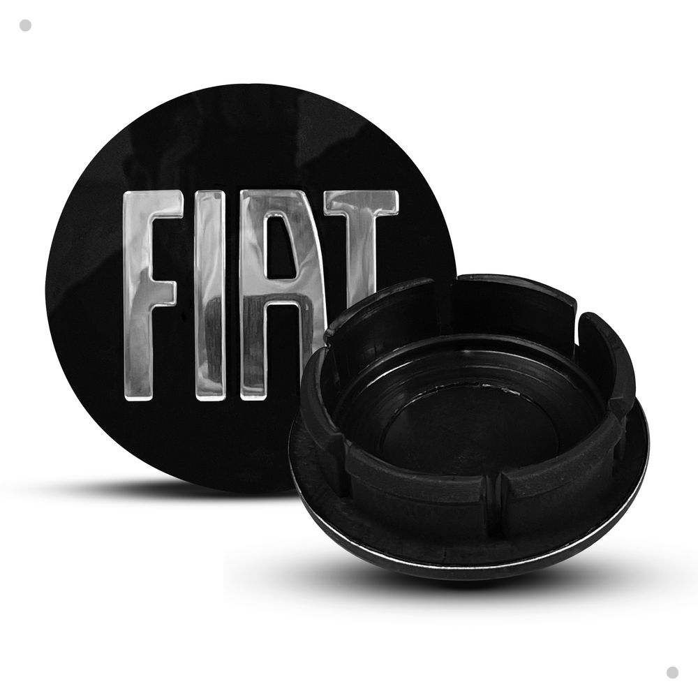 Kit 4 Calotinhas Centro de Roda Fiat Preto Repuxo – Encaixe Específico + Visual Original nas Rodas