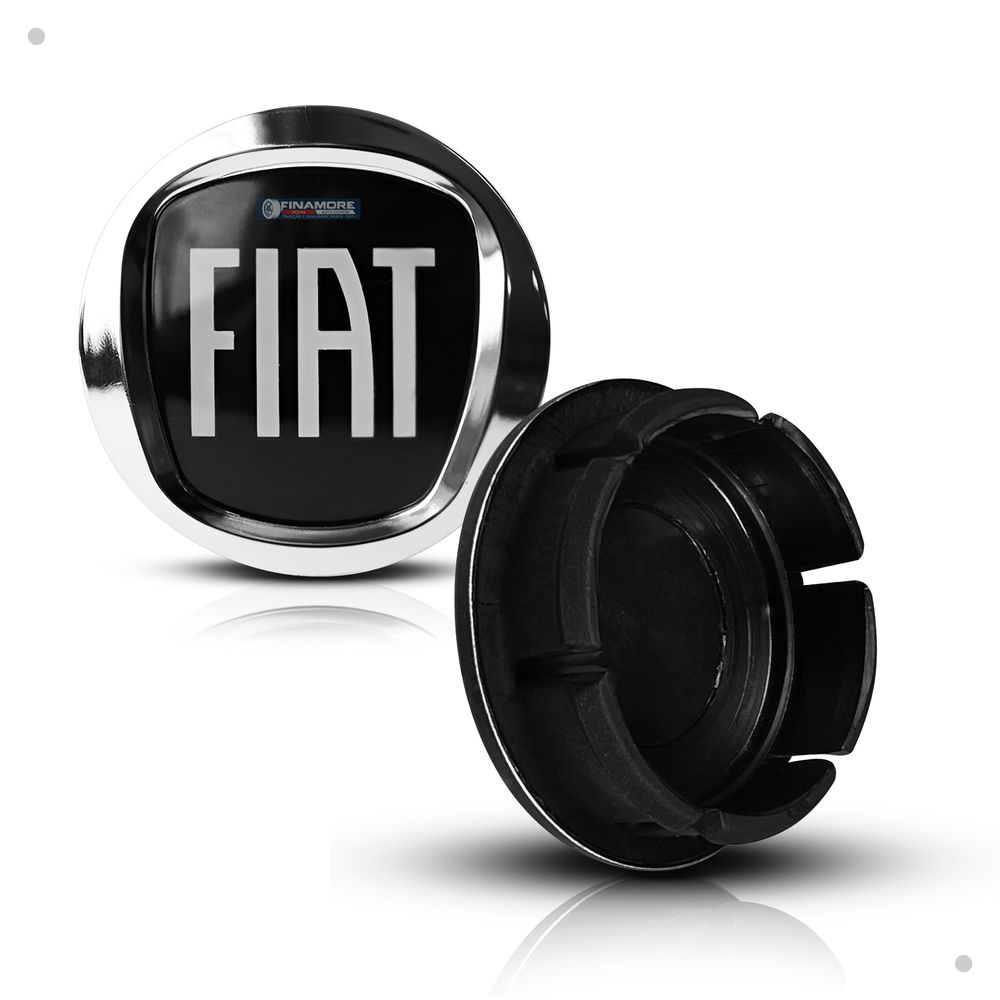Kit 4 Calotinhas Centro de Roda Fiat Acrílico Black Motion – Encaixe Perfeito + Estilo Esportivo nas Rodas