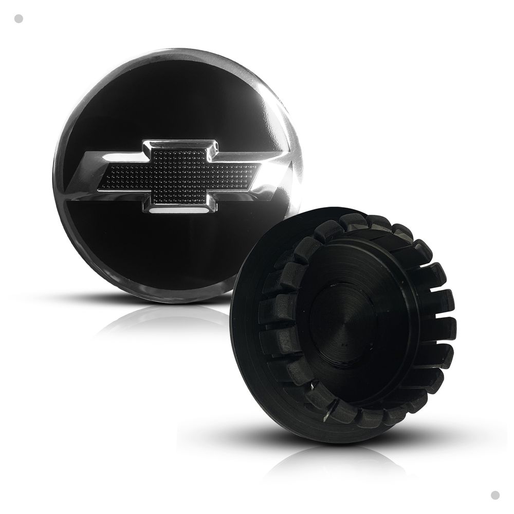 Kit 4 Calotinhas Miolo Centro Roda GM Cruze/Sonic/Tracker com Emblema Preto Camaro