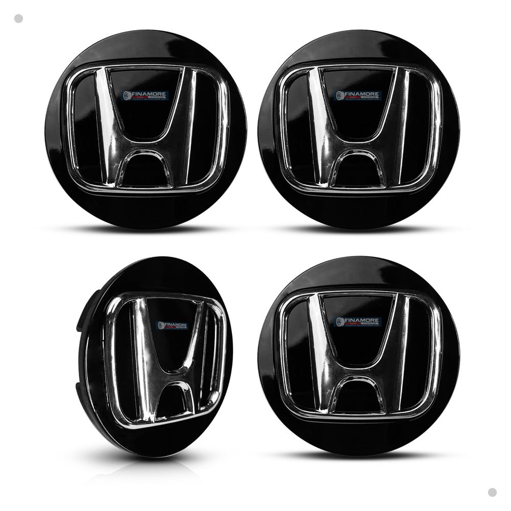Calotinha Centro de Roda Honda New Civic HR-V CR-V Accord – Preto com Logo Cromado – Encaixe Perfeito + Visual Original