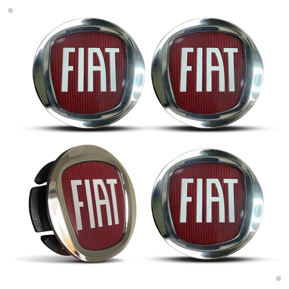 Kit 4 Calotinhas Centro de Roda Fiat Vermelha Acrílico – Encaixe Perfeito + Estilo Original nas Rodas