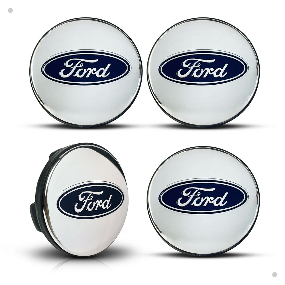 Kit 4 Calotinhas Centro de Roda Ford Prata – Encaixe Perfeito + Estilo Original nas Rodas