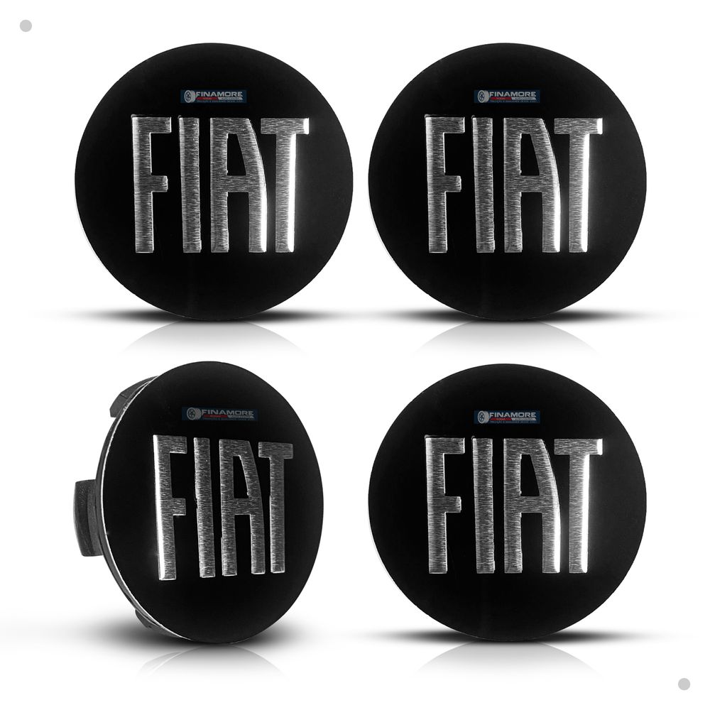 Kit 4 Calotinhas Centro de Roda Fiat Toro Preto Repuxo – Encaixe Preciso + Visual Original Fiat