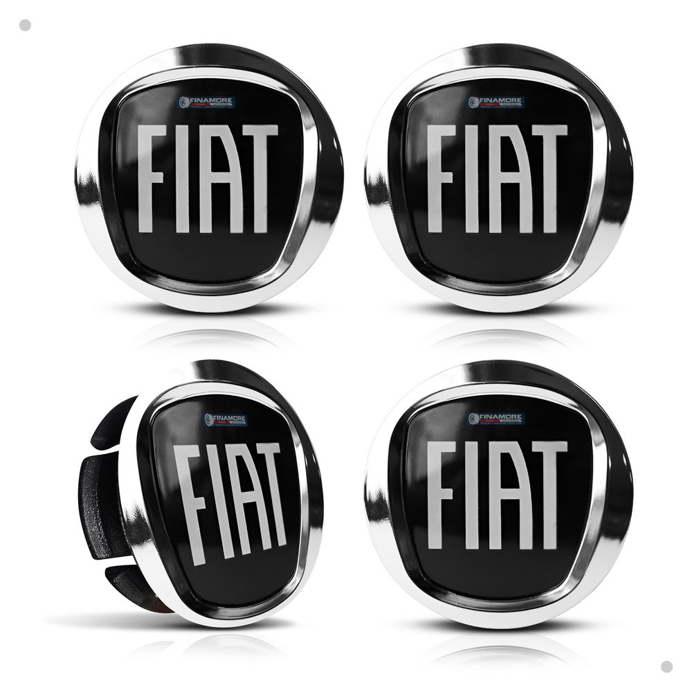 Kit 4 Calotinhas Centro de Roda Fiat Acrílico Black Motion – Encaixe Perfeito + Estilo Esportivo nas Rodas
