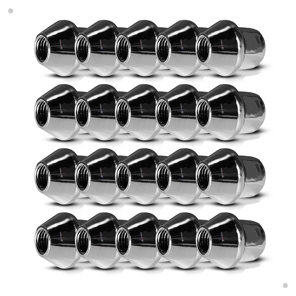Kit 24 Porcas Maciças Cromadas Ford GLX – Segurança e Estilo para Rodas de Liga Leve