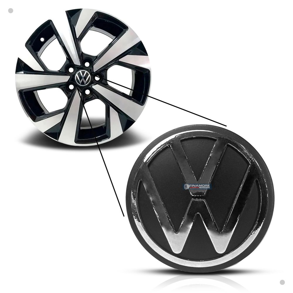 Kit 4 Calotinhas Centro de Roda VW Original Nivus Polo Fox T-Cross 56mm – Encaixe Perfeito + Visual Autêntico